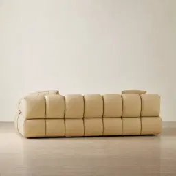 Elva Camel Tan Nubuck Leather 3-Seater Sofa