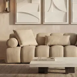 Elva Camel Tan Nubuck Leather 3-Seater Sofa