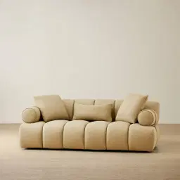 Elva Camel Tan Nubuck Leather 2-Seater Sofa
