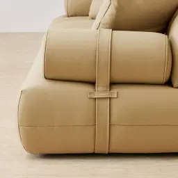 Elva Camel Tan Nubuck Leather 2-Seater Sofa