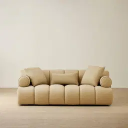 Elva Camel Tan Nubuck Leather 2-Seater Sofa