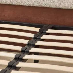 Ophelia Mid Beige Fabric King Bed with Smoky Walnut Bed Frame