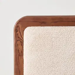 Ophelia Mid Beige Fabric King Bed with Smoky Walnut Bed Frame