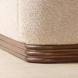 Ophelia Mid Beige Fabric King Bed with Smoky Walnut Bed Frame