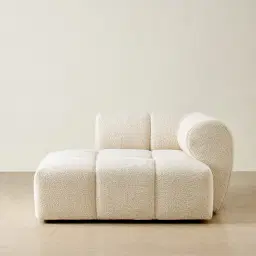 Quincy Stone Cream Woven Fabric Right Cuddler Module