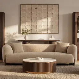 Celia Antelope 3-Seater Woven Fabric Sofa