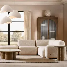 Capri Earth Brown Woven Fabric Modular Corner Seat