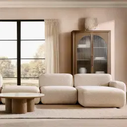 Capri Earth Brown Woven Fabric Modular Right Chaise