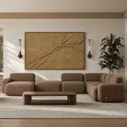 Capri Earth Brown Woven Fabric Modular 1 Seater Left Arm