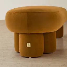 Estelle Velvet Mustard Velveteen Fabric Ottoman