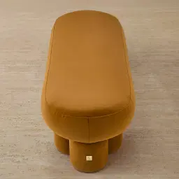 Estelle Velvet Mustard Velveteen Fabric Ottoman