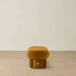 Estelle Velvet Mustard Velveteen Fabric Ottoman