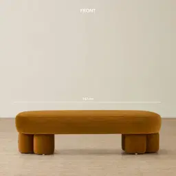 Estelle Velvet Mustard Velveteen Fabric Ottoman