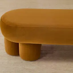 Estelle Velvet Mustard Velveteen Fabric Ottoman