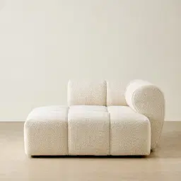 Quincy Stone Cream Woven Fabric Left Cuddler Module