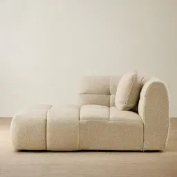 Amity Pearl Beige Fabric Left Chaise Module