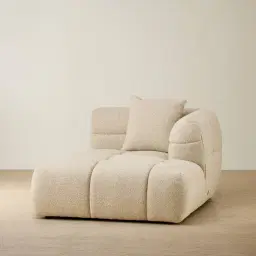 Amity Pearl Beige Fabric Right Chaise Module