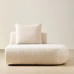 Soluna Powder White Chenille Fabric Right Terminal