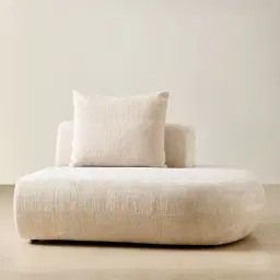 Soluna Powder White Chenille Fabric Right Terminal