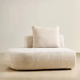 Soluna Powder White Chenille Fabric Left Terminal