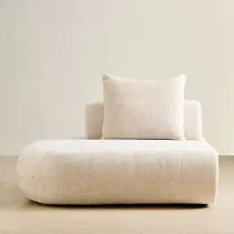 Soluna Powder White Chenille Fabric Left Terminal