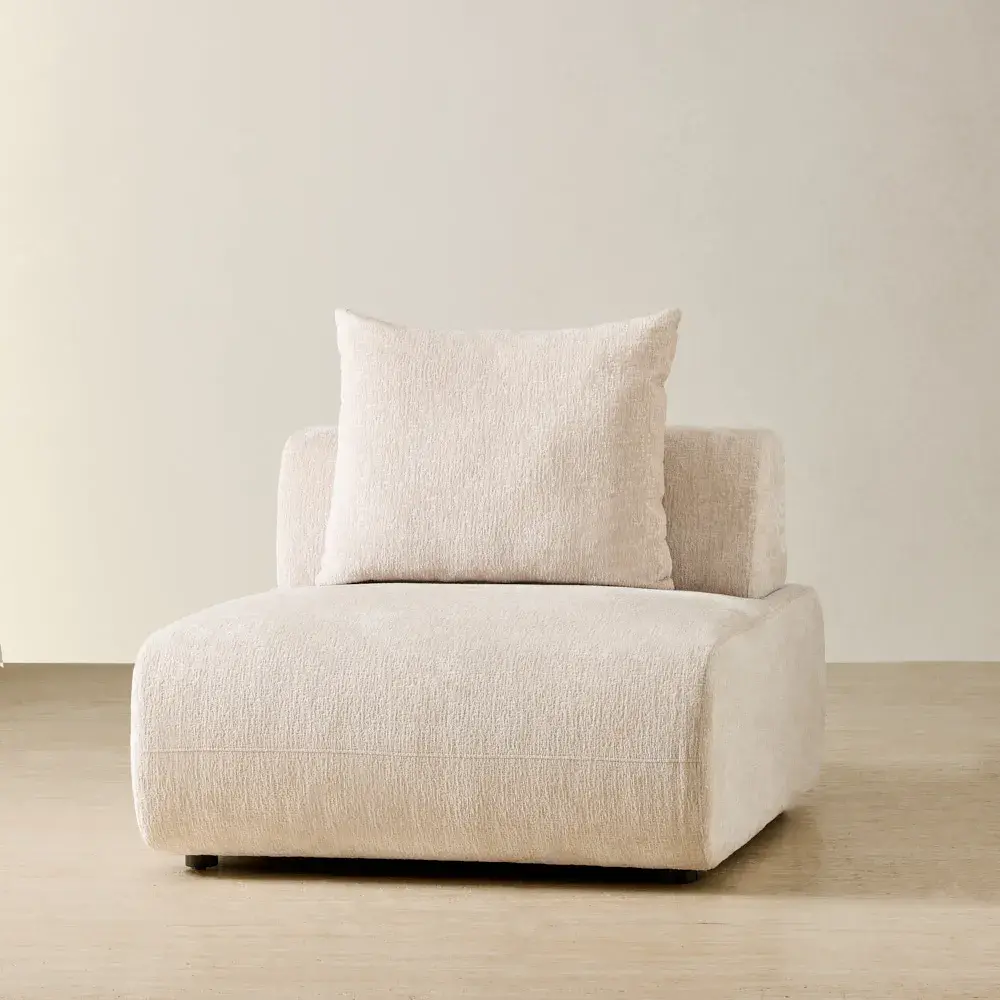 Soluna Powder White Chenille Fabric Armless Module