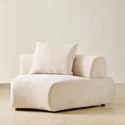 Soluna Powder White Chenille Fabric Curved Corner Module