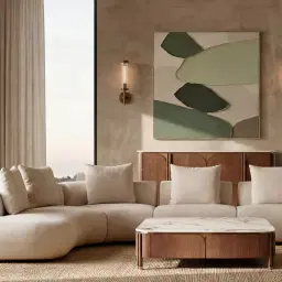 Soluna Powder White Chenille Fabric Curved Corner Module