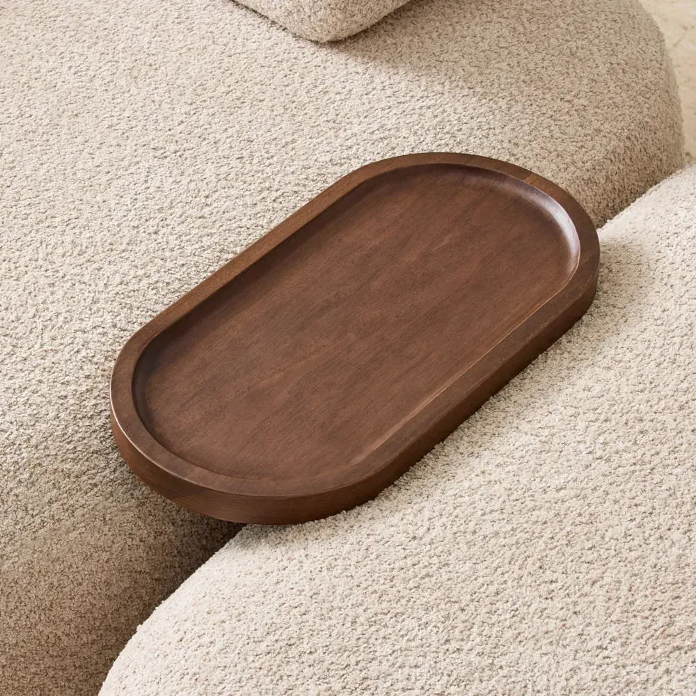 Capri Smoky Walnut Curve Sofa Tray