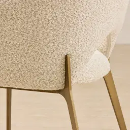 Polina Stone Cream Woven Fabric Dining Chair - Brushed Bronze Legs