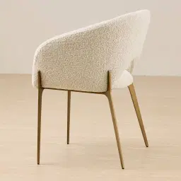 Polina Stone Cream Woven Fabric Dining Chair - Brushed Bronze Legs