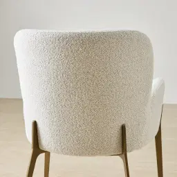 Milana Stone White Fabric Dining Chair - Brushed Bronze Legs