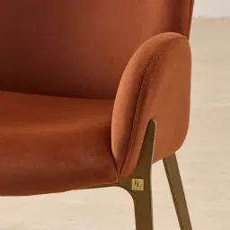 Milana Copper Brown Velveteen Dining Chair - Brushed Bronze Legs