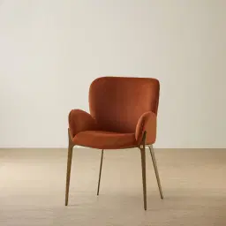 Milana Copper Brown Velveteen Dining Chair - Brushed Bronze Legs