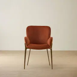 Milana Copper Brown Velveteen Dining Chair - Brushed Bronze Legs