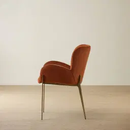 Milana Copper Brown Velveteen Dining Chair - Brushed Bronze Legs