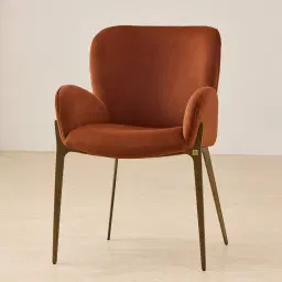 Milana Copper Brown Velveteen Dining Chair - Brushed Bronze Legs
