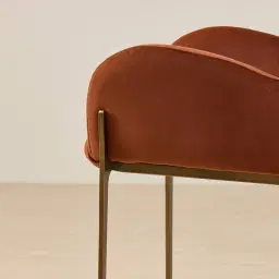 Milana Copper Brown Velveteen Dining Chair - Brushed Bronze Legs