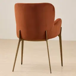 Milana Copper Brown Velveteen Dining Chair - Brushed Bronze Legs