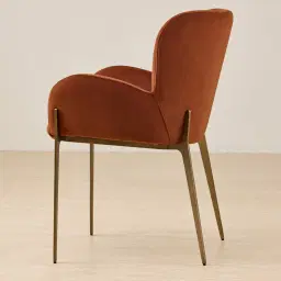 Milana Copper Brown Velveteen Dining Chair - Brushed Bronze Legs