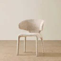 Debra Mid Beige Woven Fabric Dining Chair