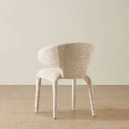 Debra Mid Beige Woven Fabric Dining Chair