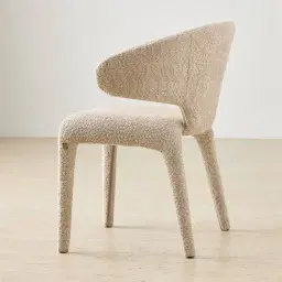 Debra Mid Beige Woven Fabric Dining Chair