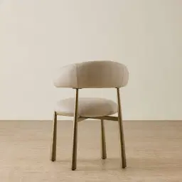 Maris Sand Beige Vegan Leather Dining Chair - Brushed Bronze Legs