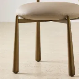 Maris Sand Beige Vegan Leather Dining Chair - Brushed Bronze Legs