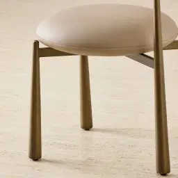 Maris Sand Beige Vegan Leather Dining Chair - Brushed Bronze Legs