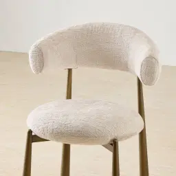 Maris Powder White Chenille Fabric Dining Chair - Brushed Bronze Legs