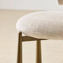 Maris Powder White Chenille Fabric Dining Chair - Brushed Bronze Legs