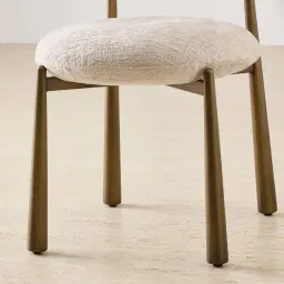 Maris Powder White Chenille Fabric Dining Chair - Brushed Bronze Legs