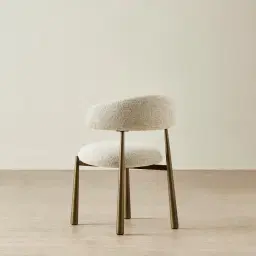 Maris Royal Cream Fabric Dining Chair - Brushed Bronze Legs